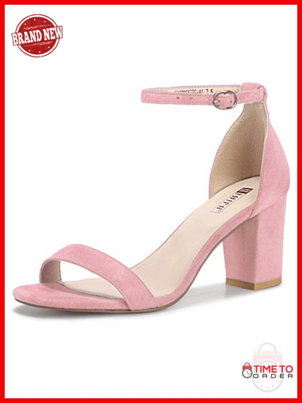 Womens 3 Inch Block Chunky Mid Heel Open Toe Ankle Strap Heeled Sandal